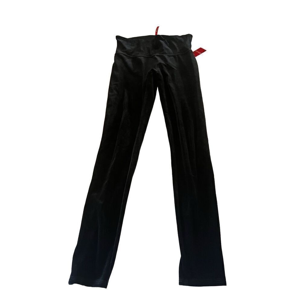 SPANX Women's Black Pull-On Elastic Solid Velvet Leggings Size Large (NWT)